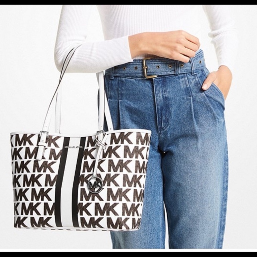 Michael Kors Jet Set Travel Medium Stripe Tote Bag - Picture 3 of 7